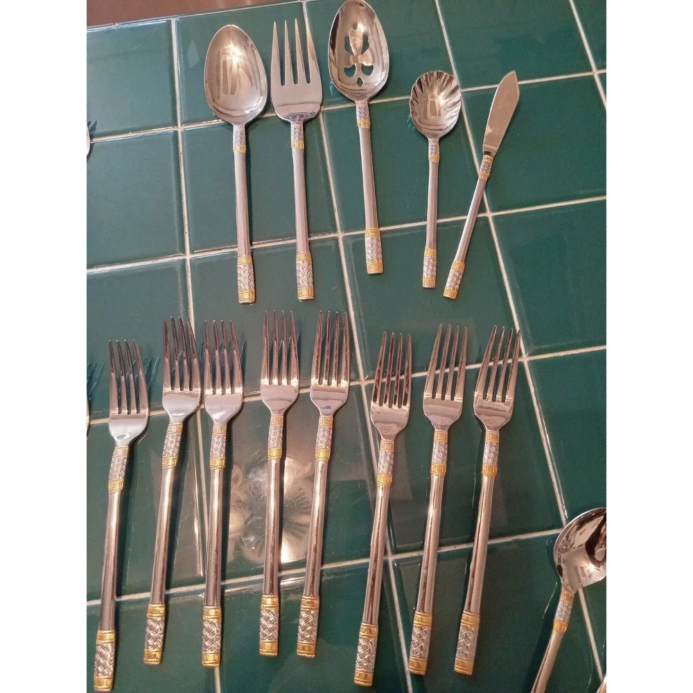 Wallace Golden Aegean‎ Weave Stainless 60+pc set 18/10 Missing One Fork. Butter